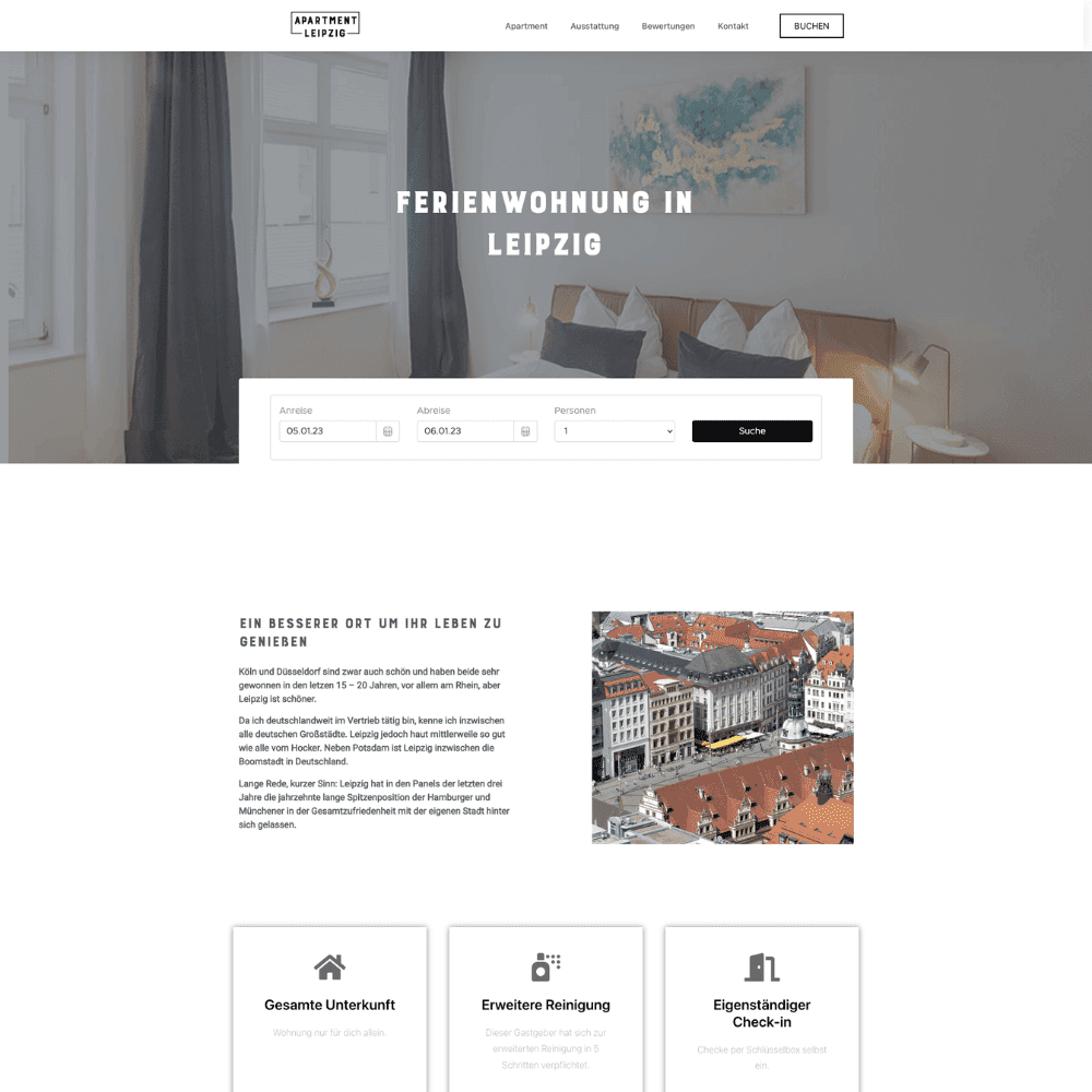 Ferienwohnung Leipzig — Web · UX/UI