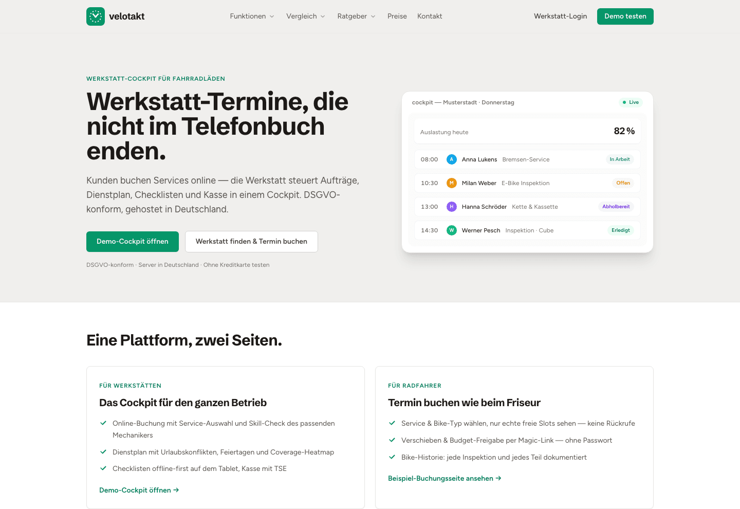 Velotakt — SaaS · Produkt